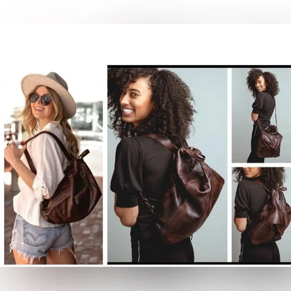 Bed Stu Leather 3 In 1 Delta Backpack Shoulder Bag HandBag Teak Rustic MSRP 345 - Picture 15 of 15